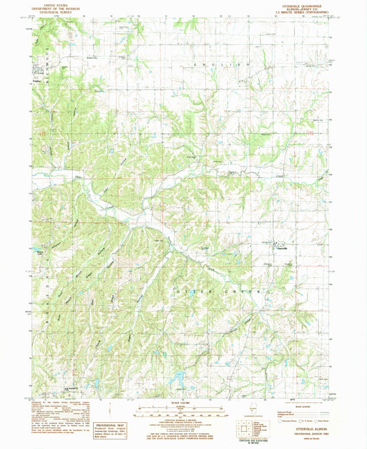 Classic USGS Otterville Illinois 7.5'x7.5' Topo Map Image