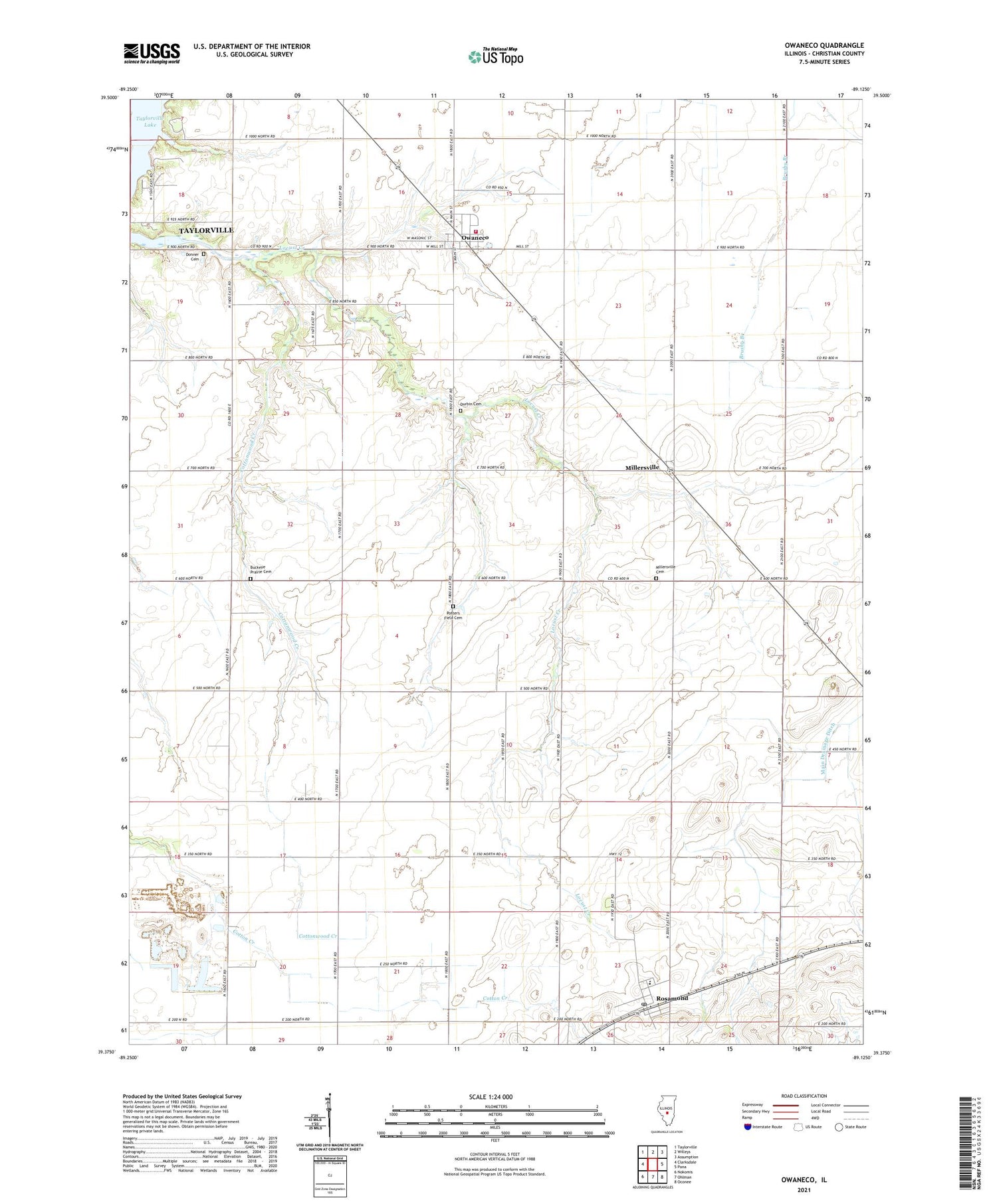 Owaneco Illinois US Topo Map Image