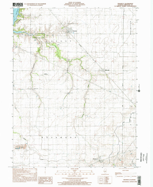 Classic USGS Owaneco Illinois 7.5'x7.5' Topo Map Image