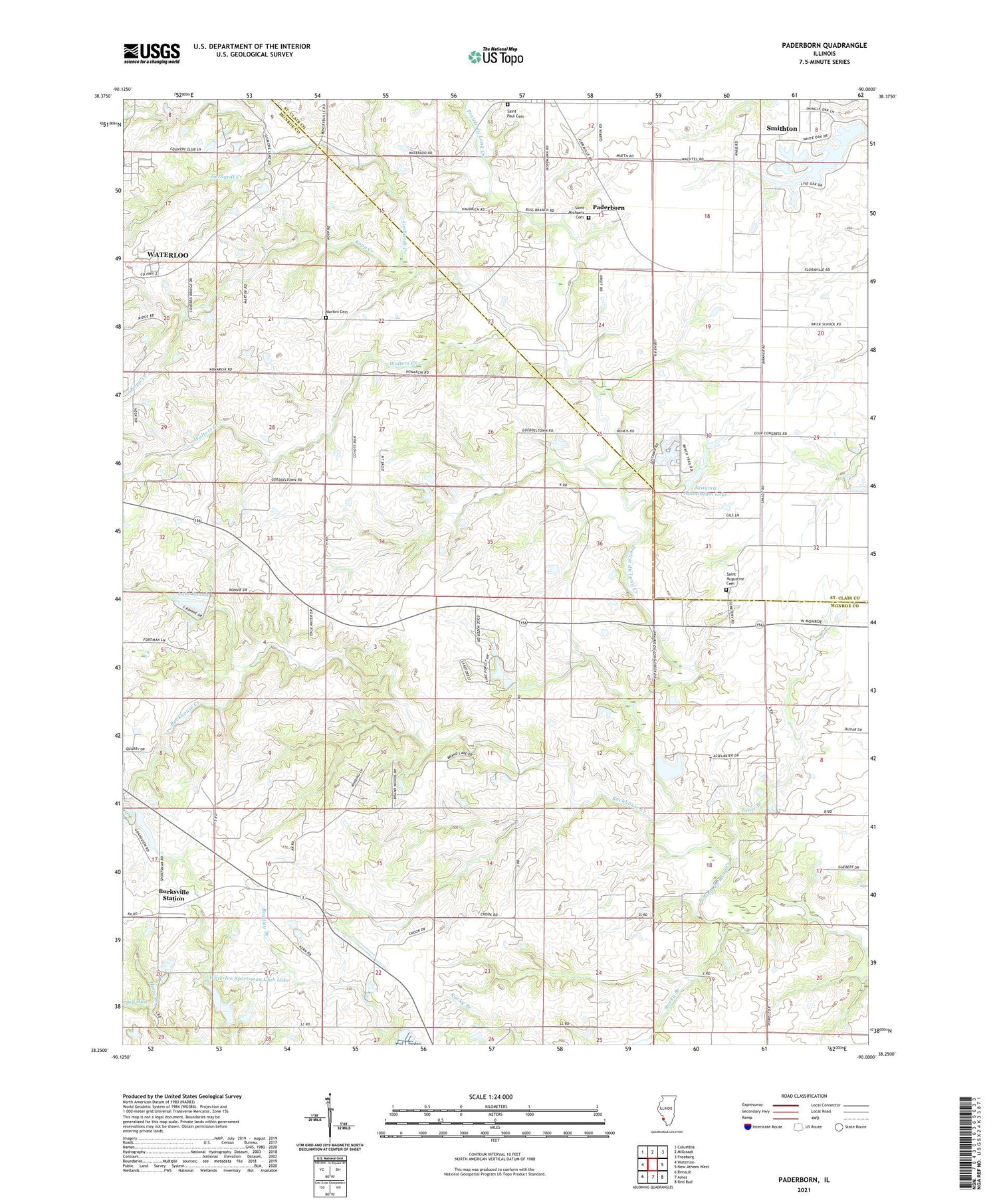 Paderborn Illinois US Topo Map Image