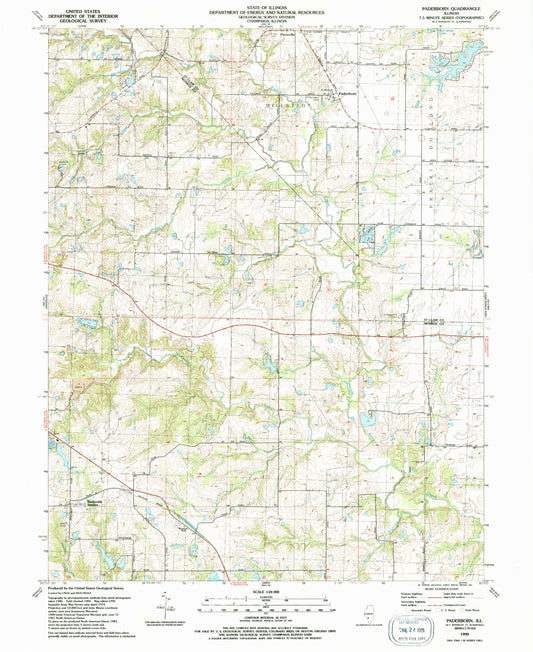 Classic USGS Paderborn Illinois 7.5'x7.5' Topo Map Image