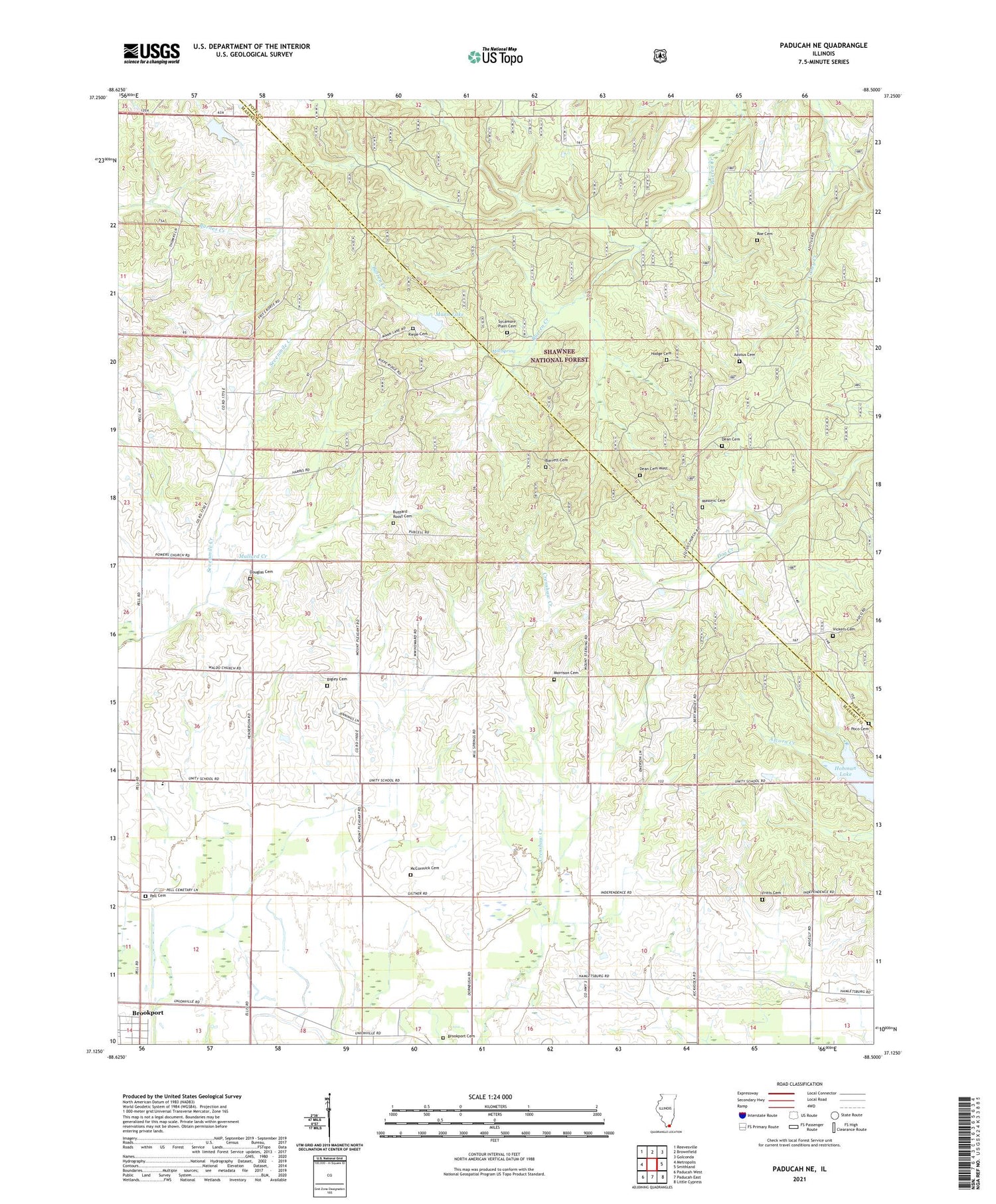 Paducah NE Illinois US Topo Map Image