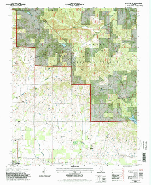 Classic USGS Paducah NE Illinois 7.5'x7.5' Topo Map Image