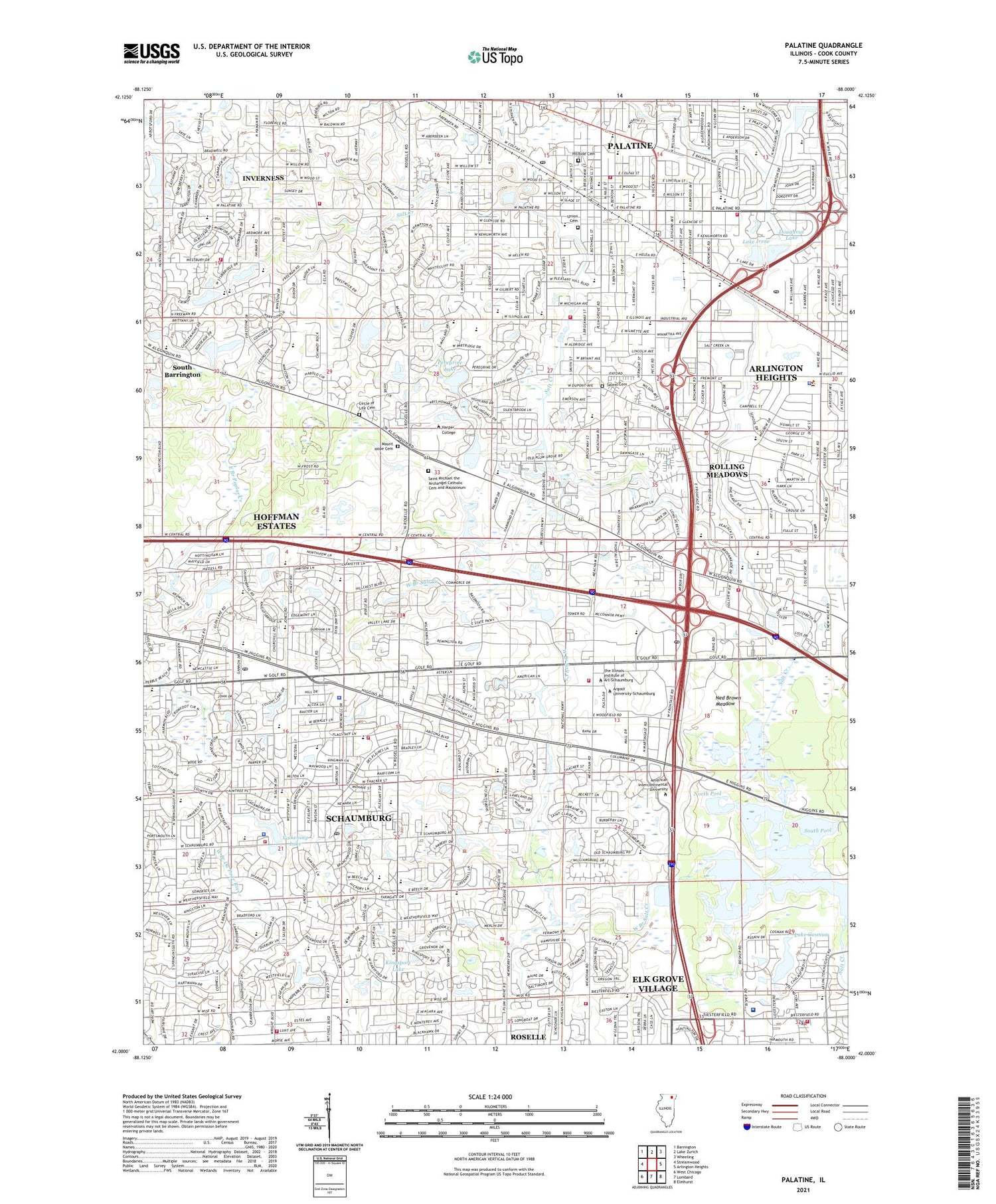 Palatine Illinois US Topo Map Image