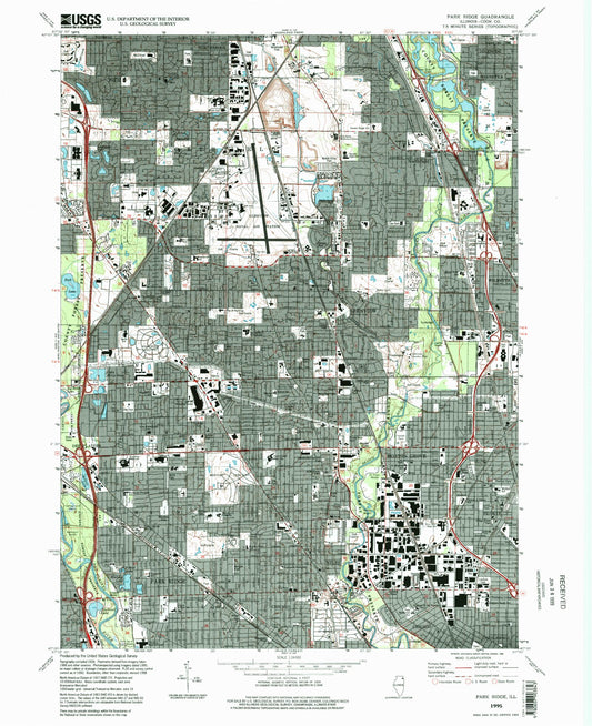 Classic USGS Park Ridge Illinois 7.5'x7.5' Topo Map Image