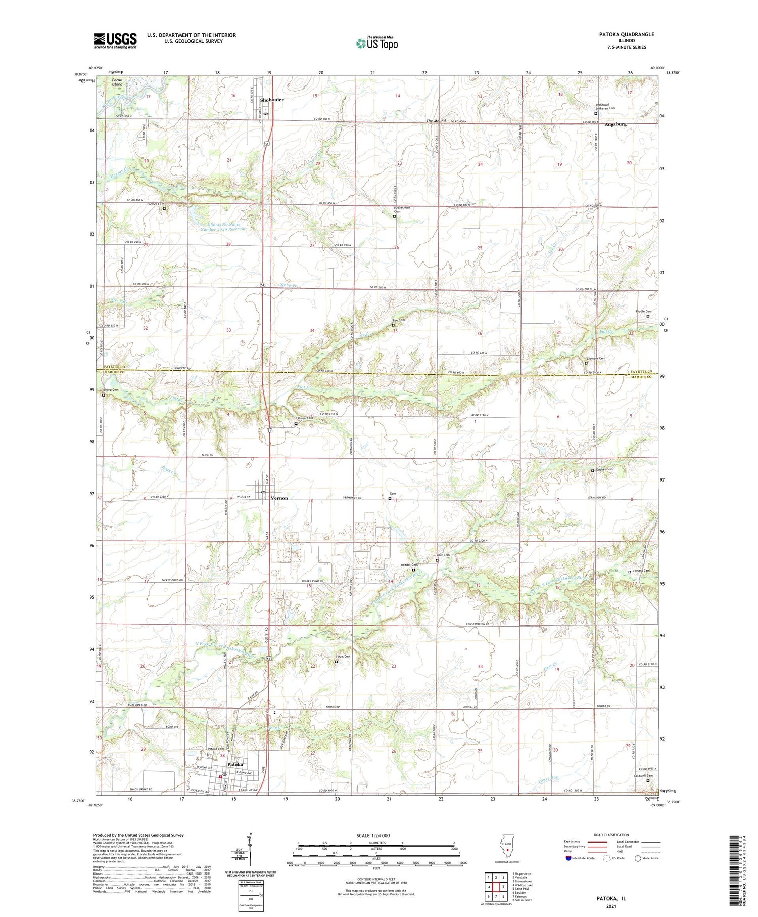 Patoka Illinois US Topo Map Image