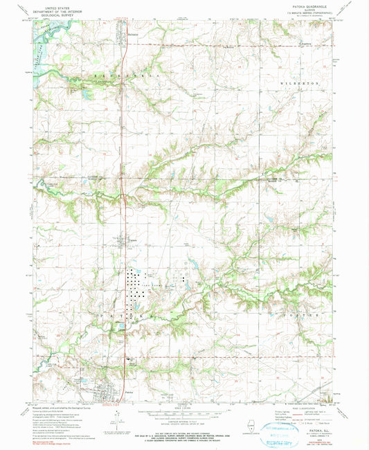 Classic USGS Patoka Illinois 7.5'x7.5' Topo Map Image
