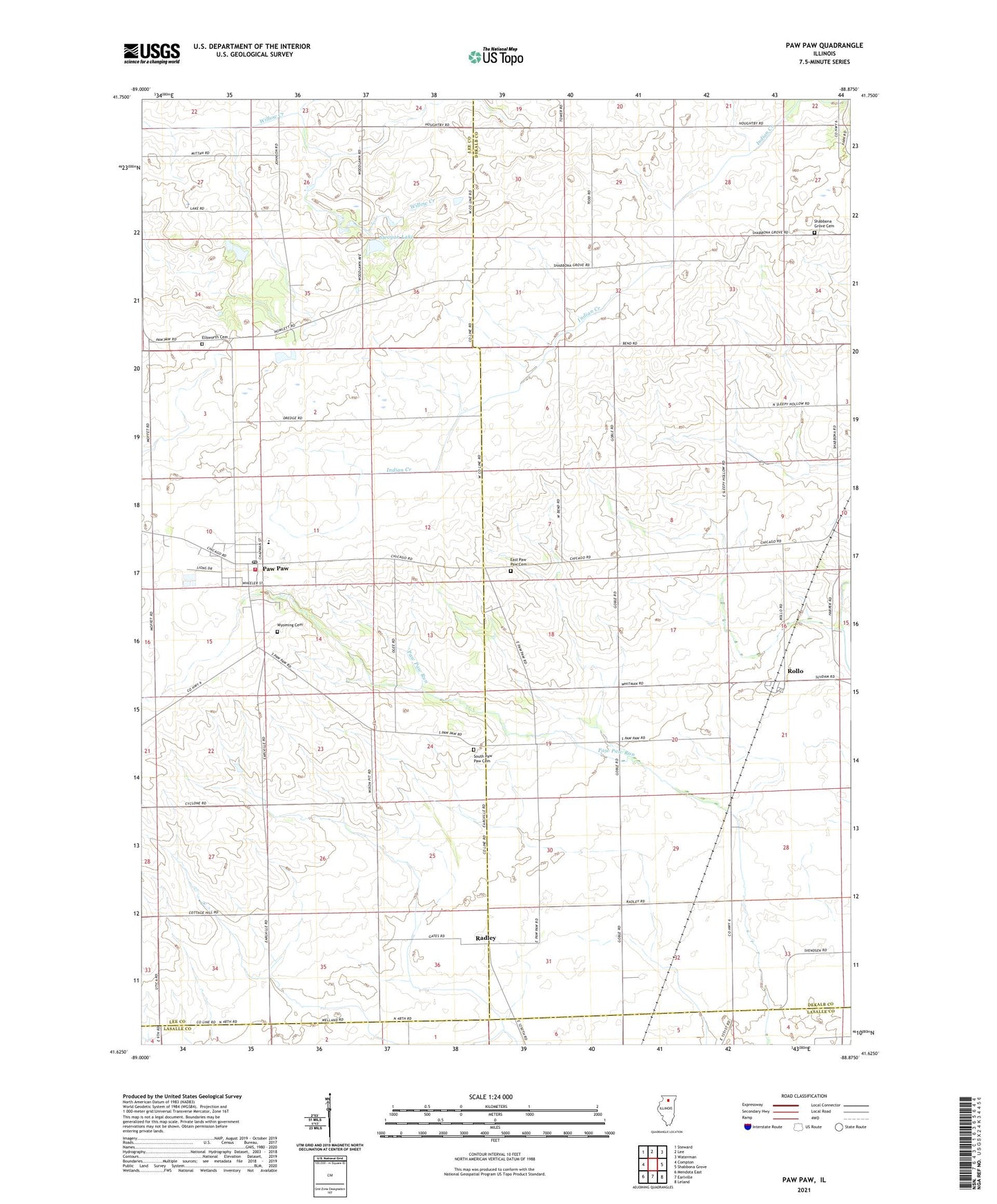 Paw Paw Illinois US Topo Map Image