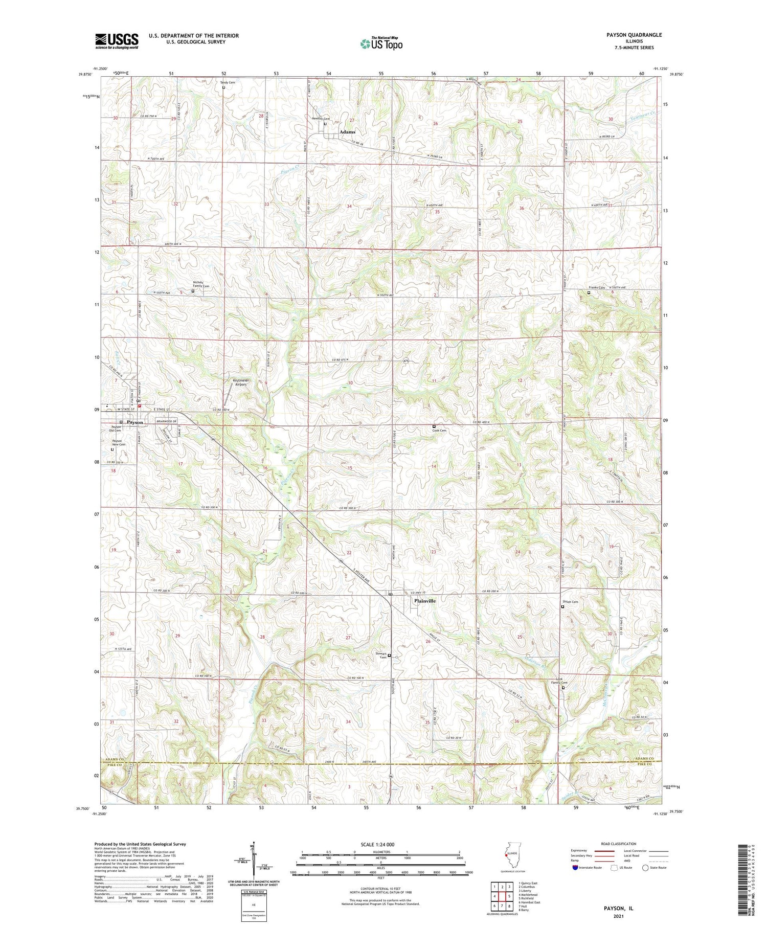 Payson Illinois US Topo Map Image