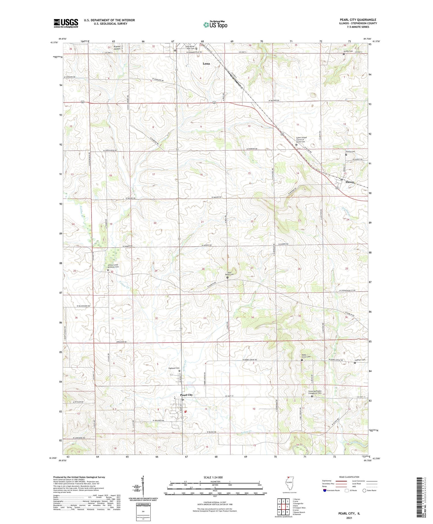 Pearl City Illinois US Topo Map Image