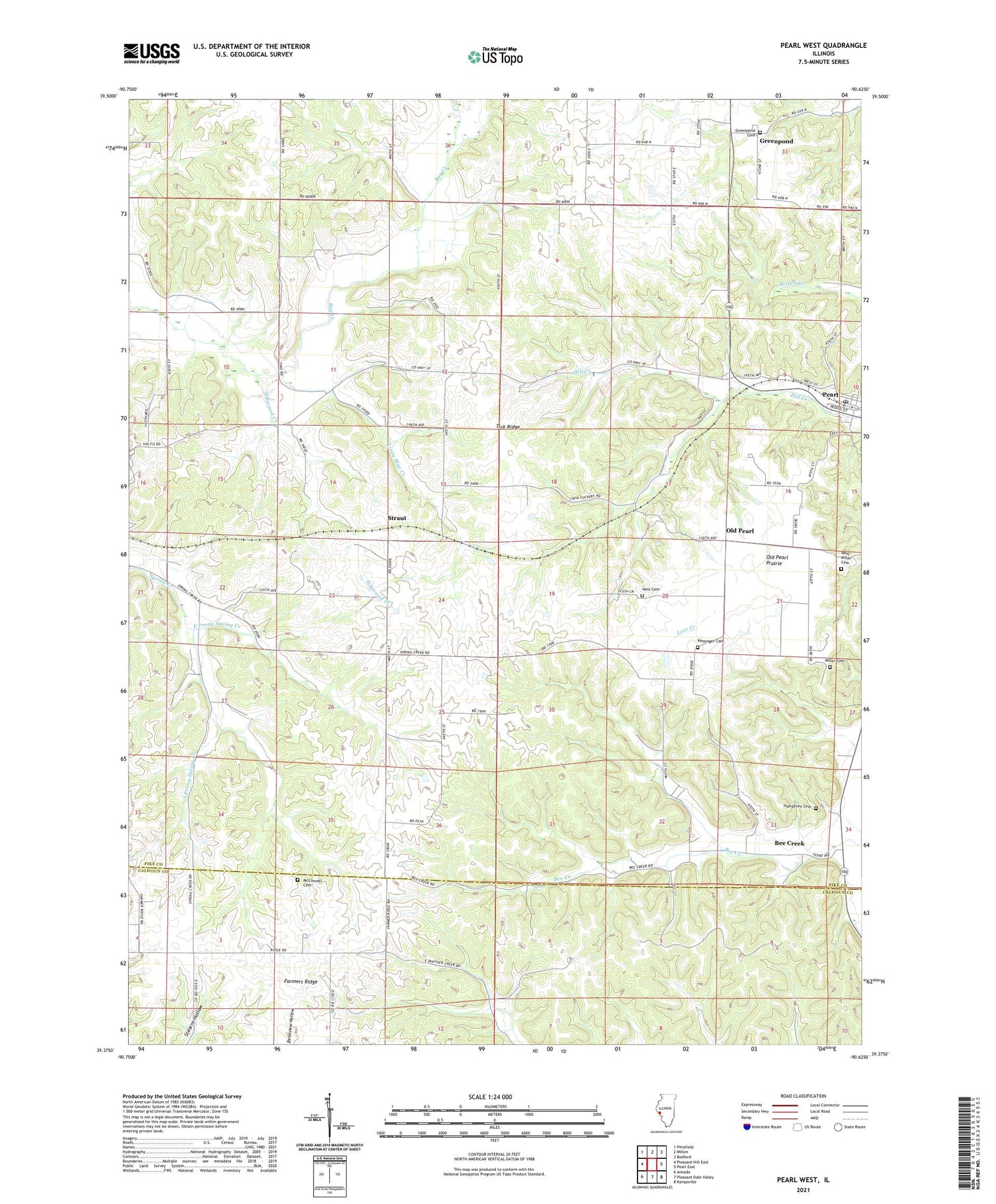 Pearl West Illinois US Topo Map Image