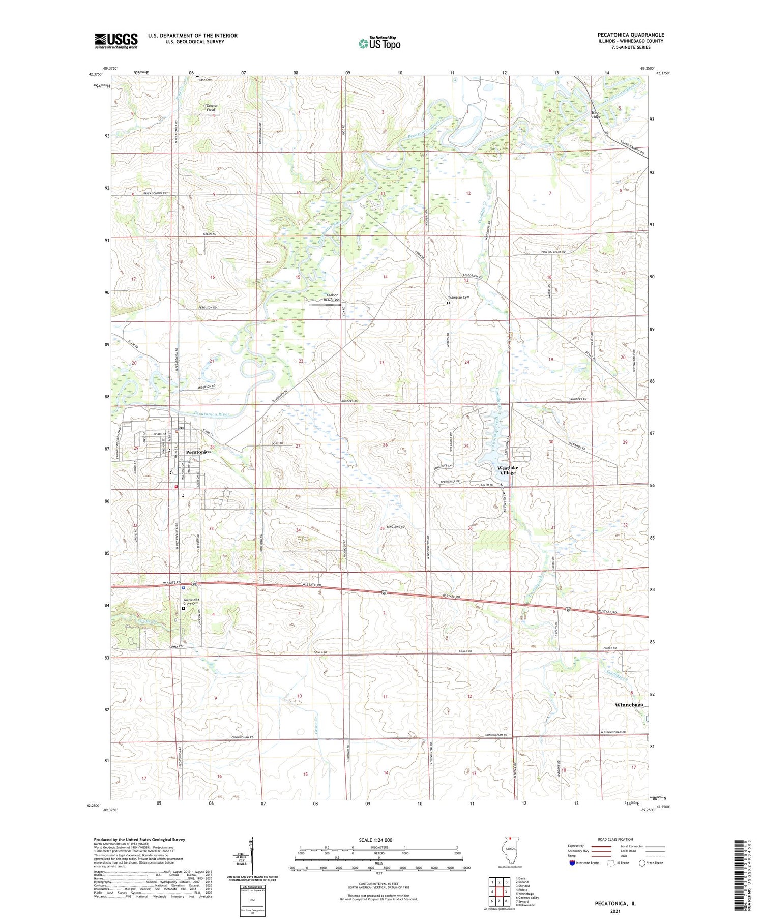 Pecatonica Illinois US Topo Map Image