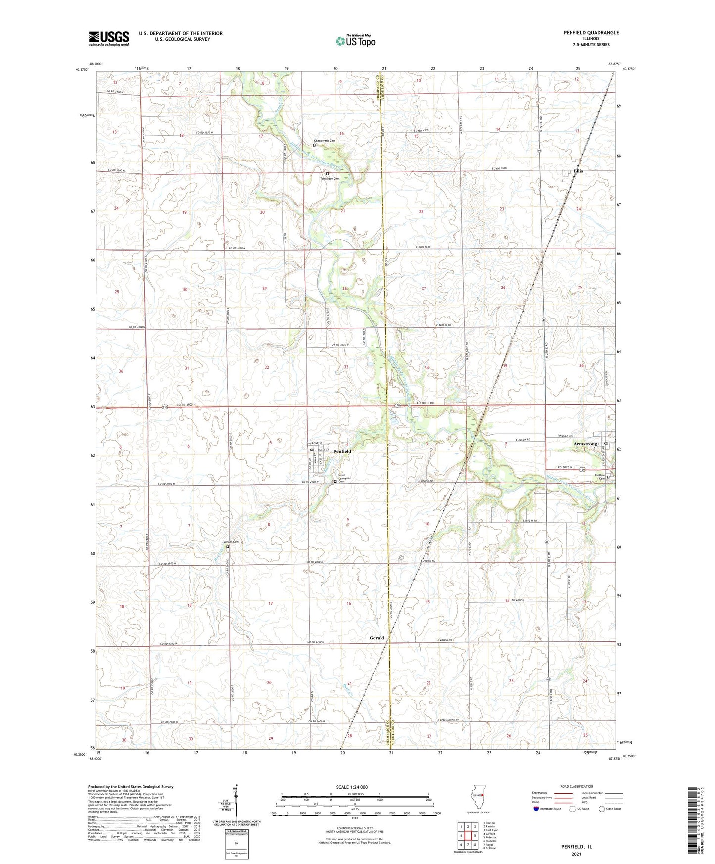 Penfield Illinois US Topo Map Image