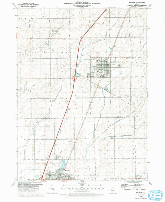 Classic USGS Peotone Illinois 7.5'x7.5' Topo Map Image
