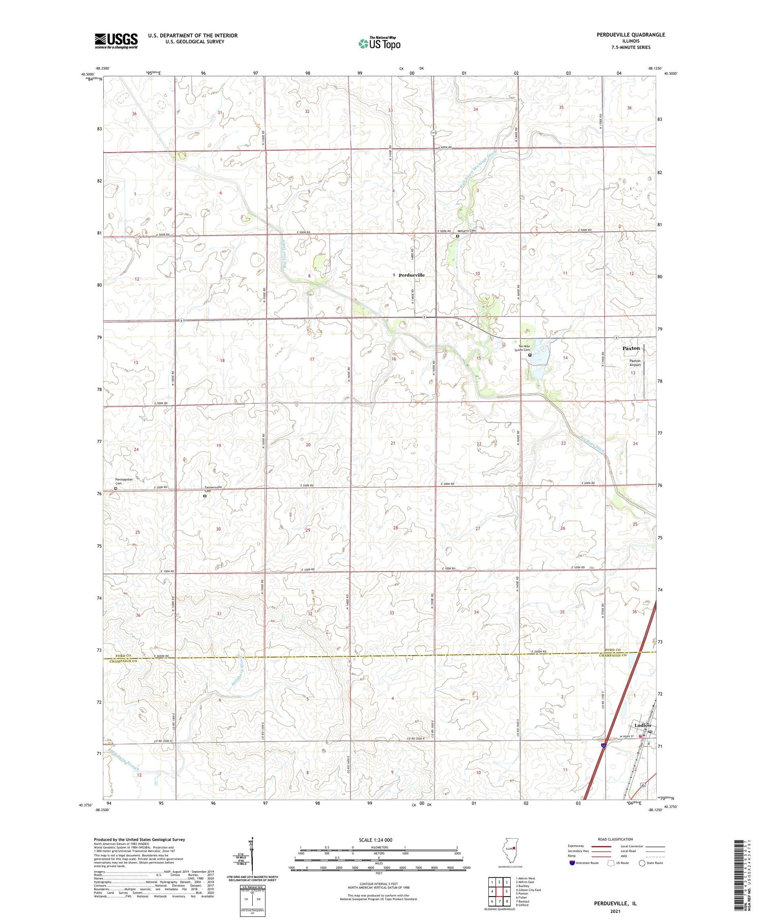 Perdueville Illinois US Topo Map Image