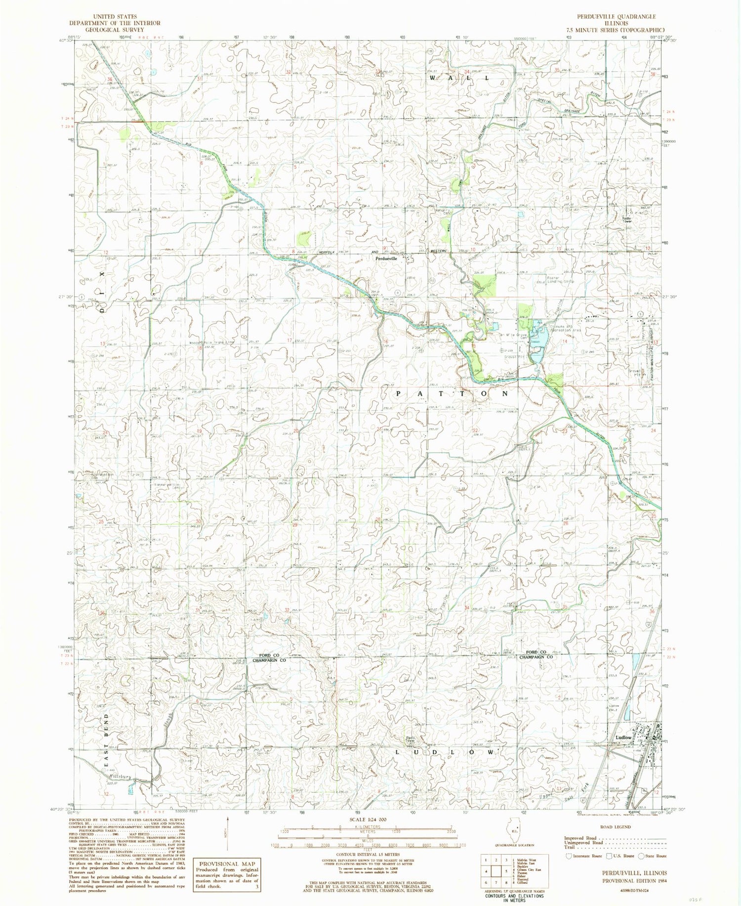 Classic USGS Perdueville Illinois 7.5'x7.5' Topo Map Image