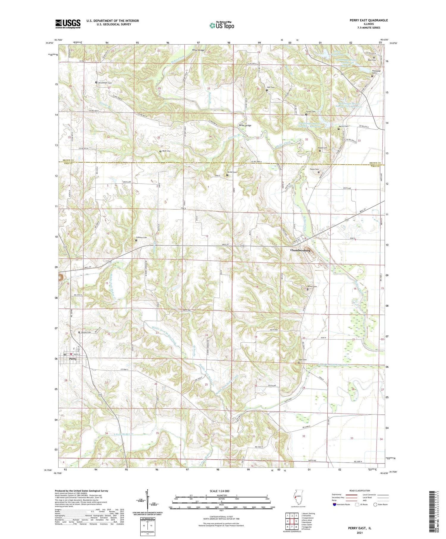 Perry East Illinois US Topo Map Image