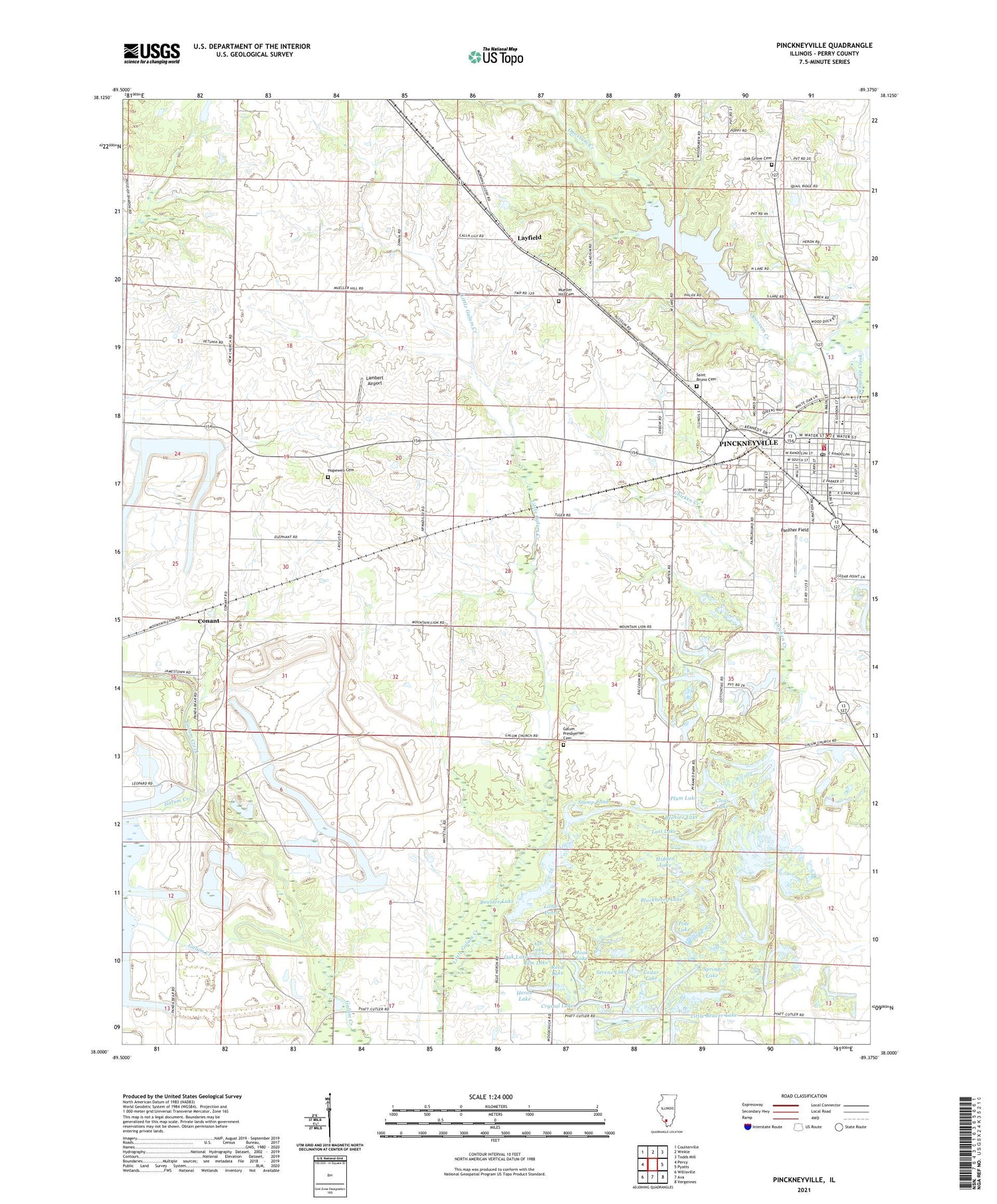 Pinckneyville Illinois US Topo Map Image