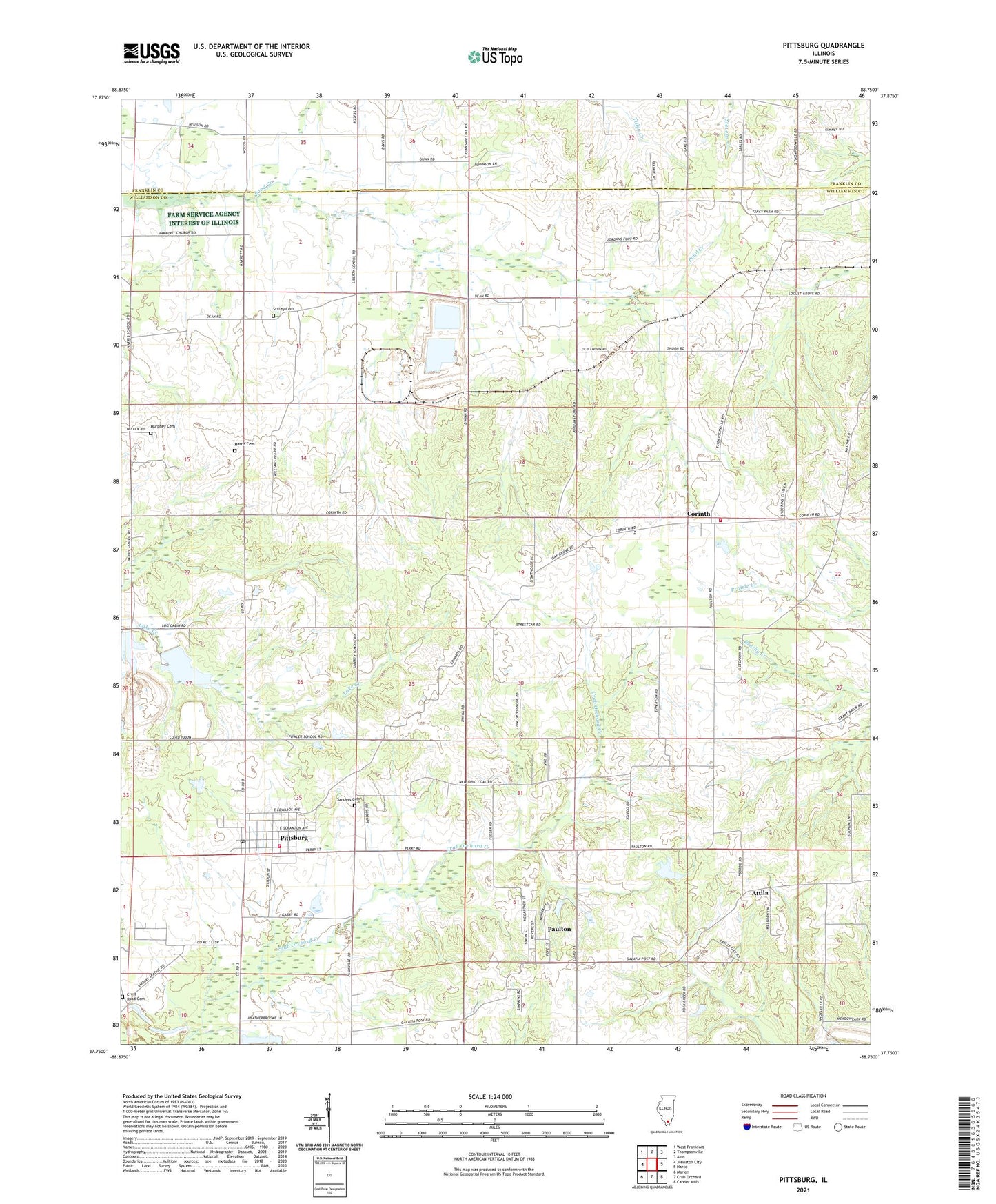 Pittsburg Illinois US Topo Map Image
