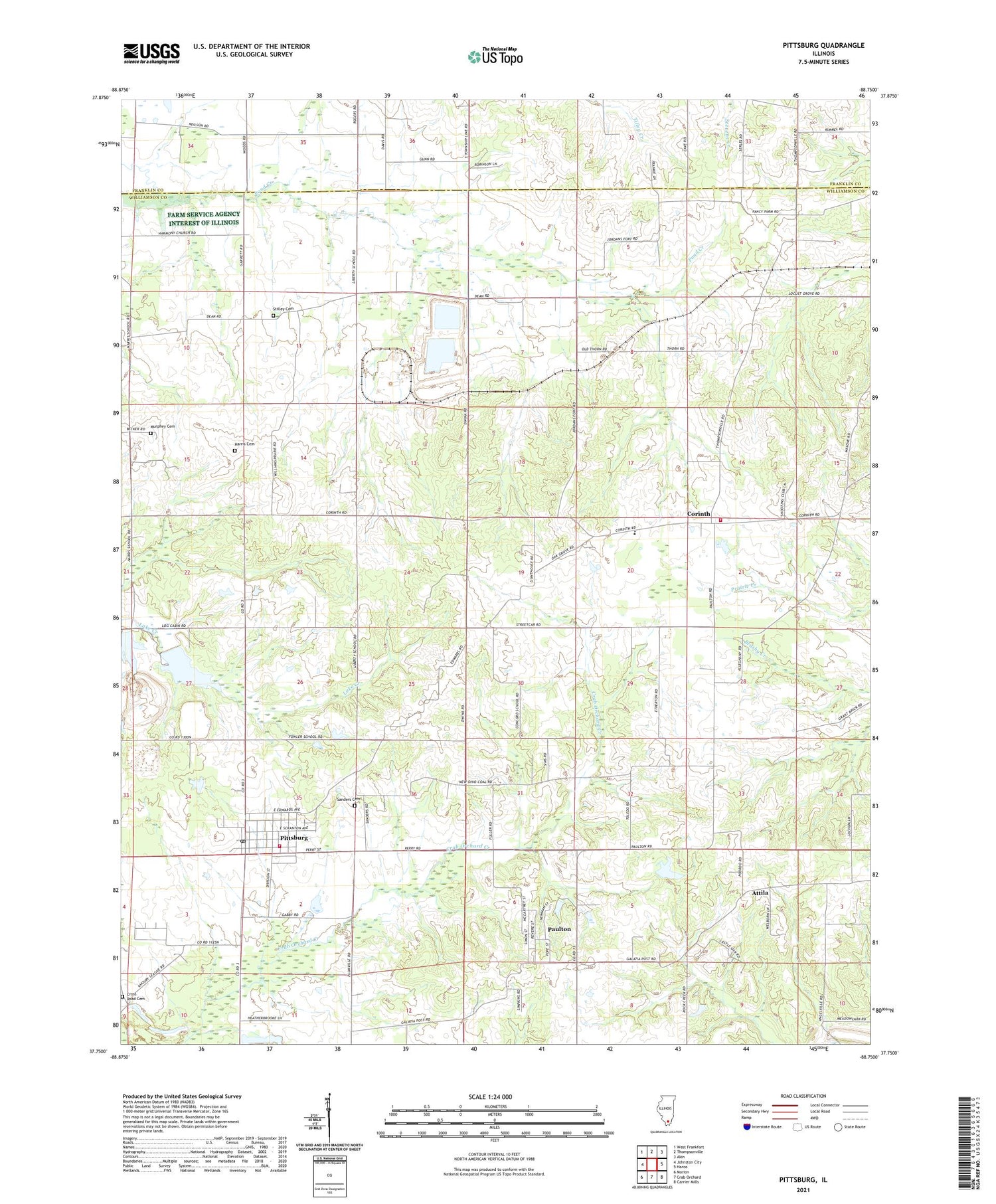 Pittsburg Illinois US Topo Map Image