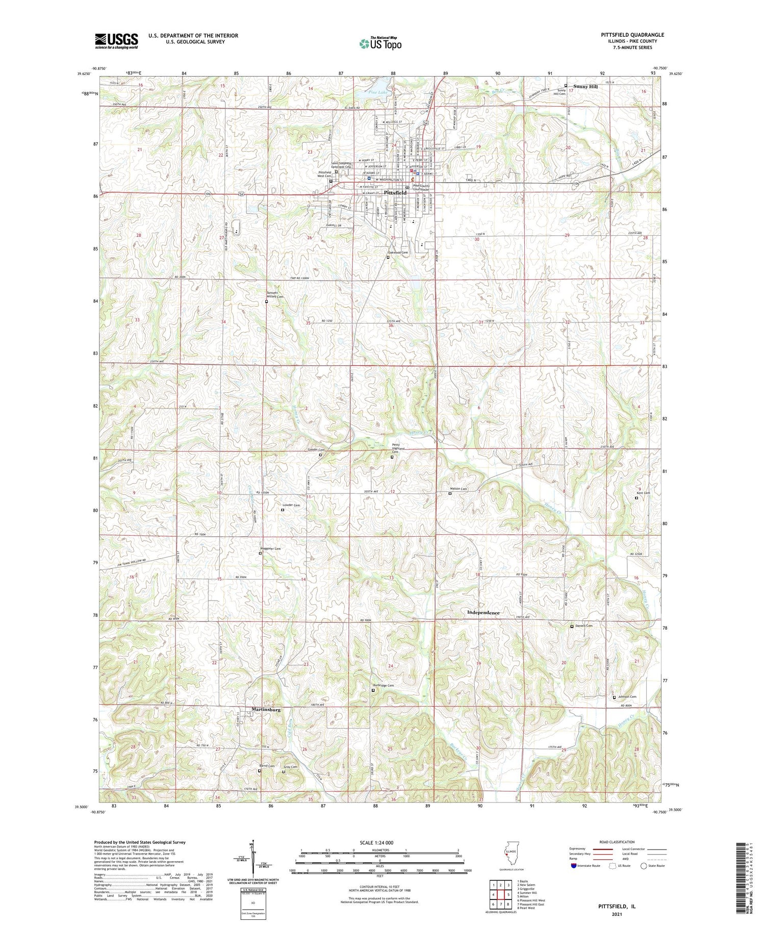 Pittsfield Illinois US Topo Map Image
