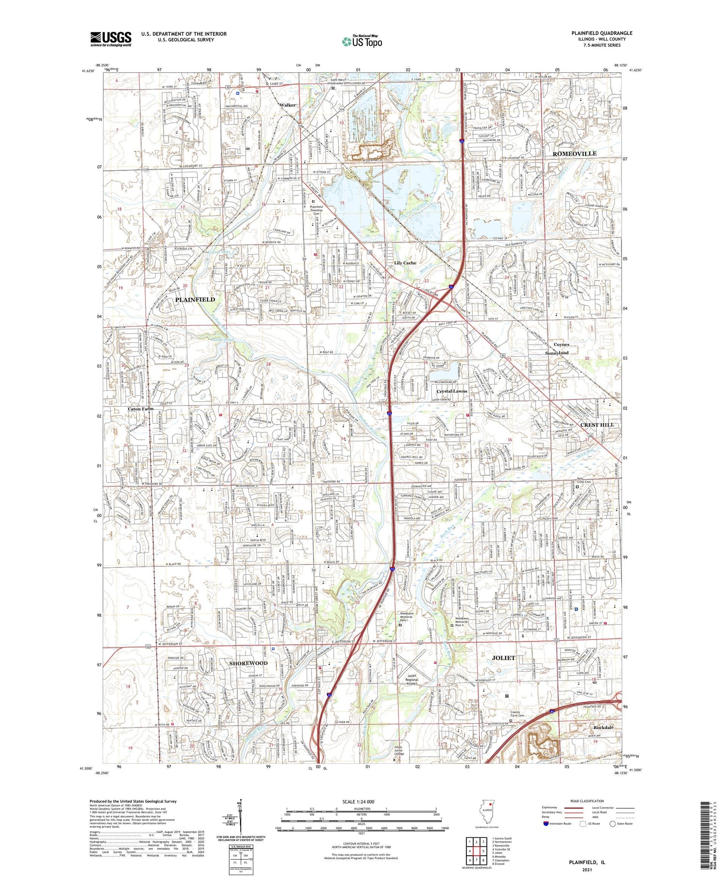 Plainfield Illinois US Topo Map Image