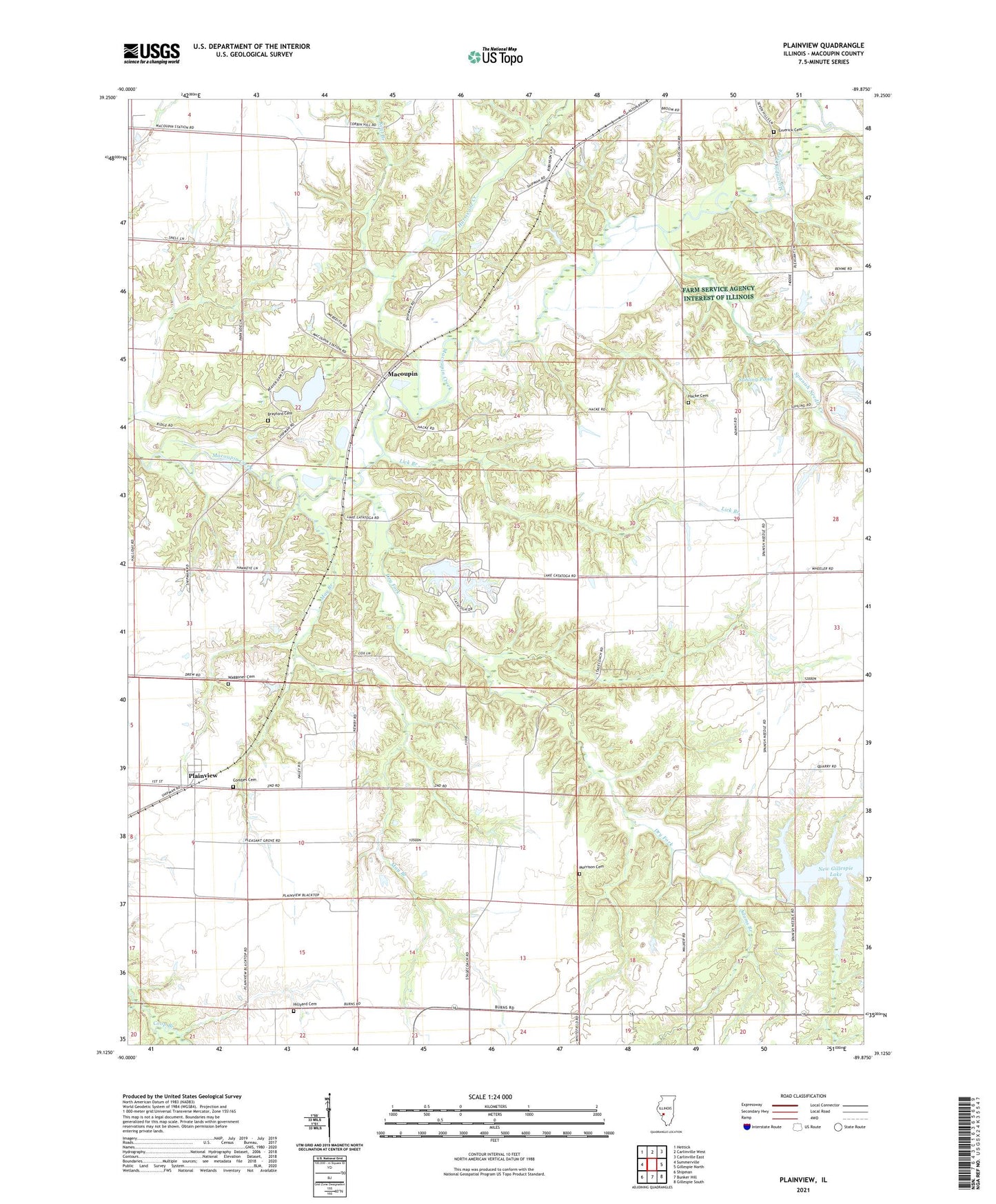 Plainview Illinois US Topo Map Image