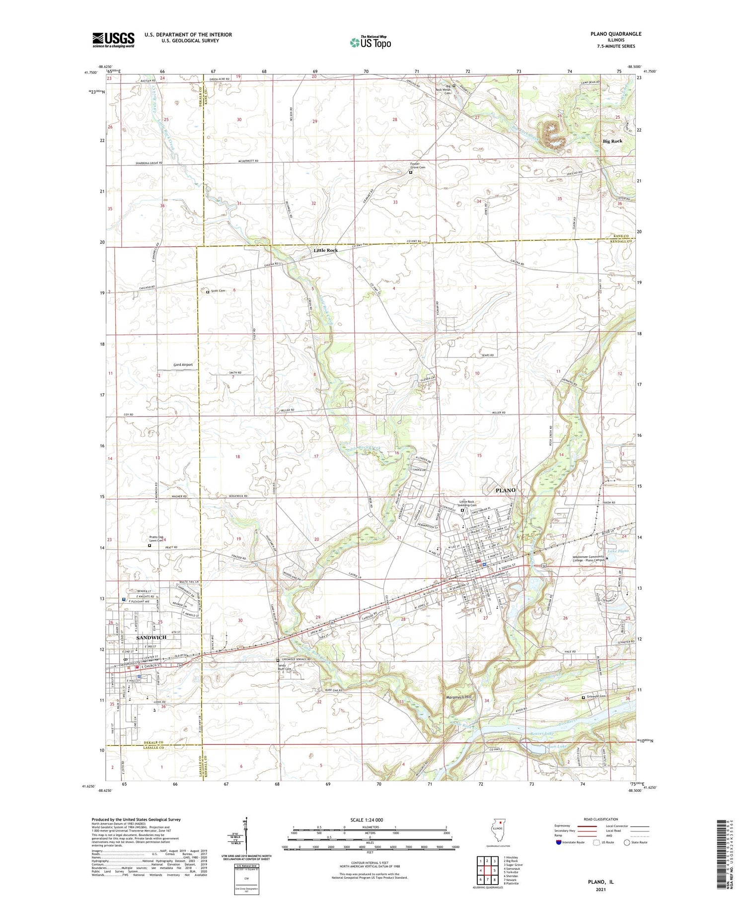 Plano Illinois US Topo Map Image