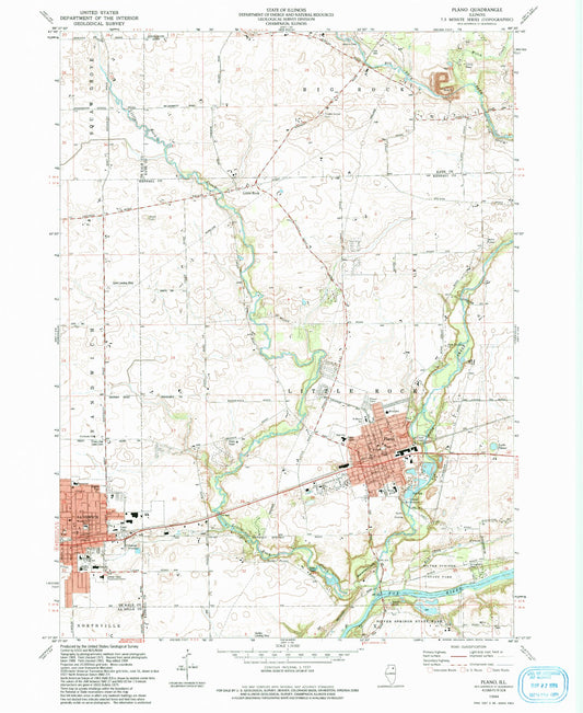 Classic USGS Plano Illinois 7.5'x7.5' Topo Map Image