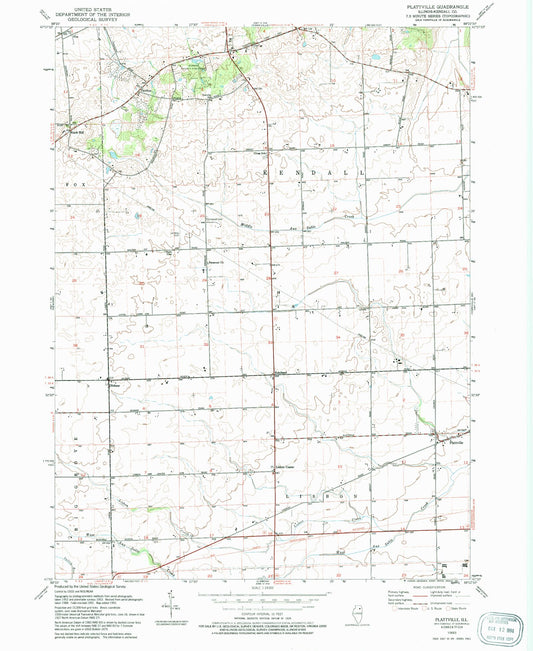 Classic USGS Plattville Illinois 7.5'x7.5' Topo Map Image