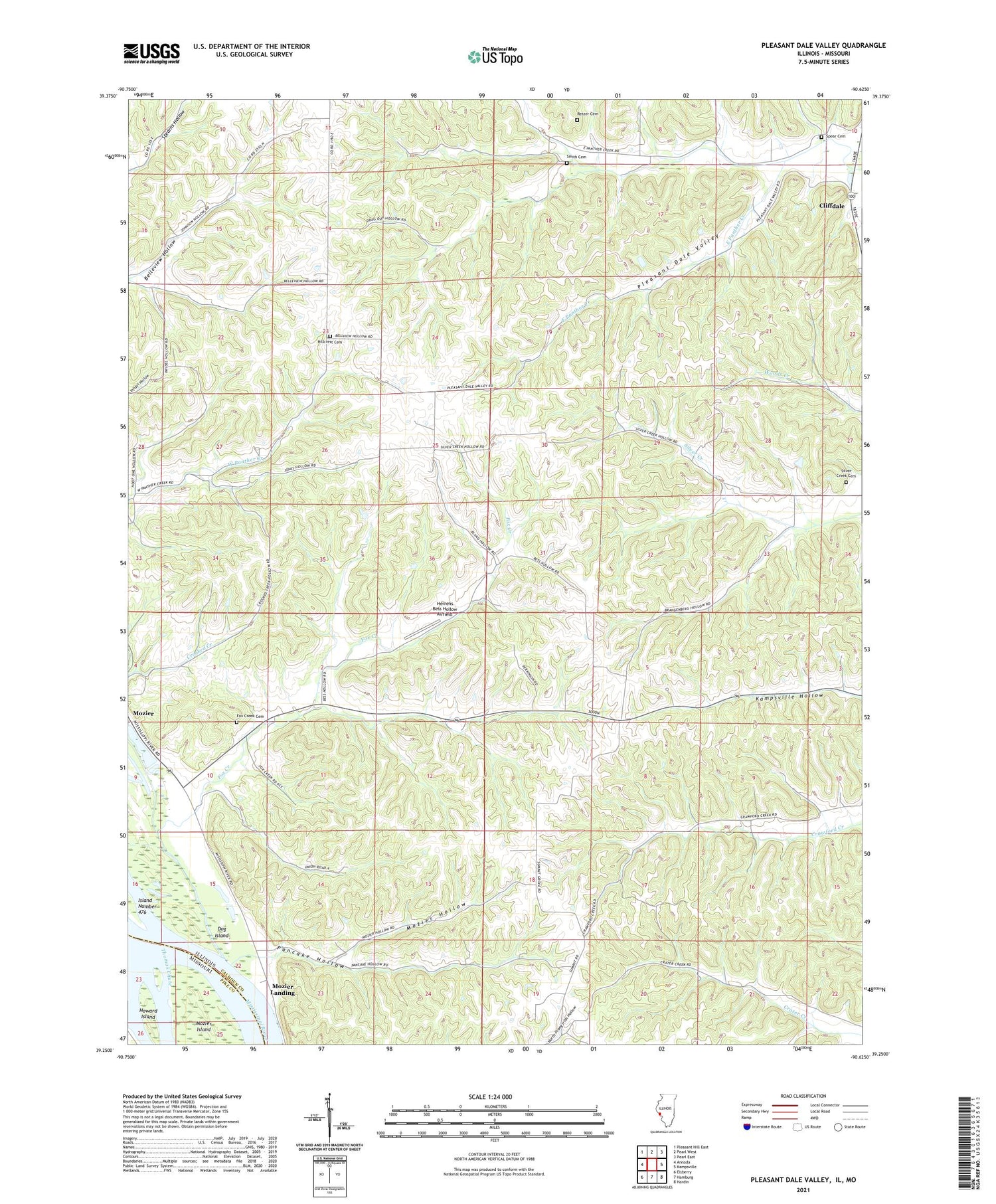 Pleasant Dale Valley Illinois US Topo Map Image