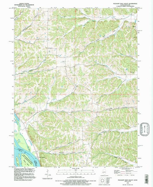 Classic USGS Pleasant Dale Valley Illinois 7.5'x7.5' Topo Map Image
