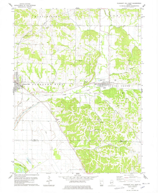 Classic USGS Pleasant Hill East Illinois 7.5'x7.5' Topo Map Image