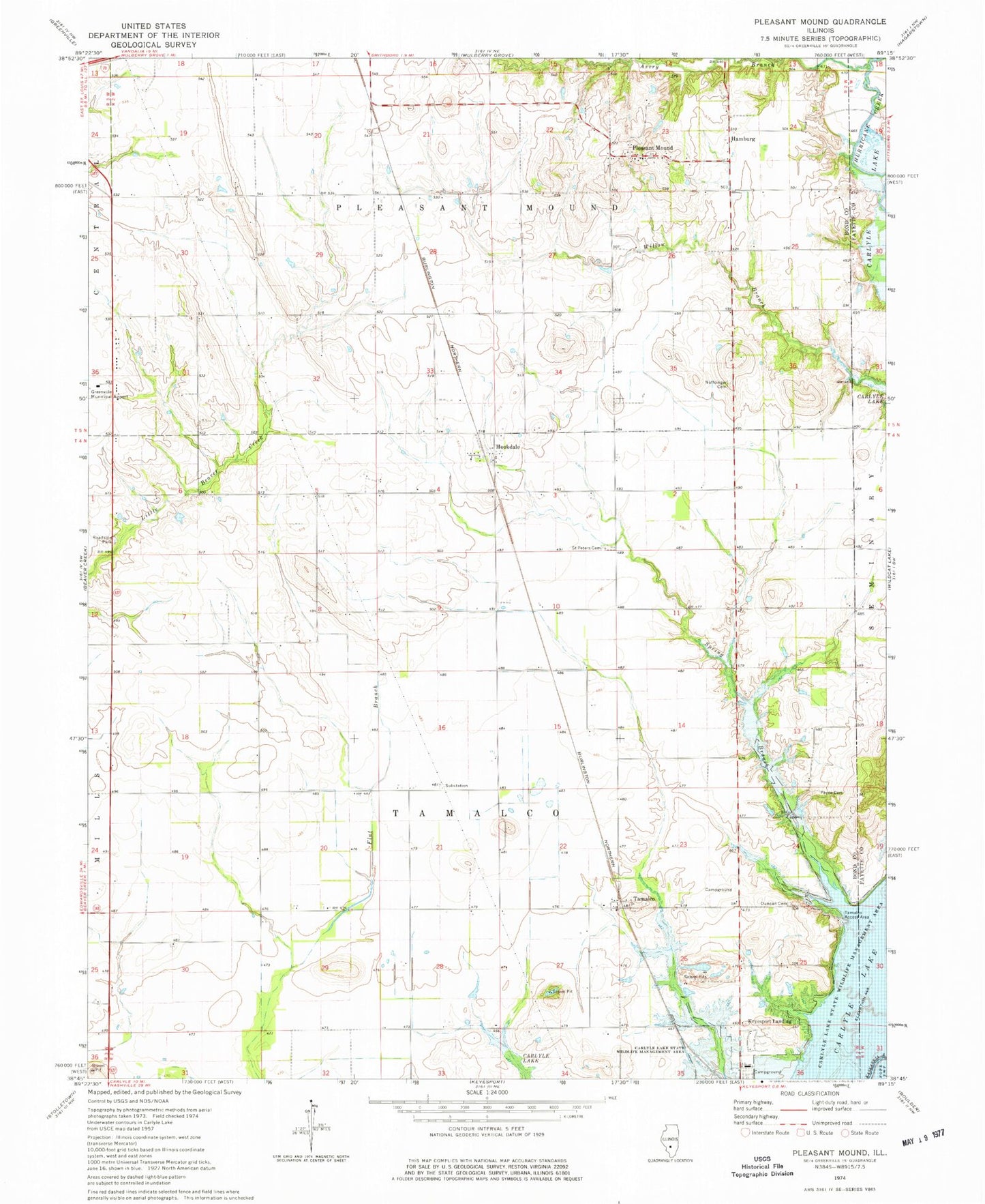 Classic USGS Pleasant Mound Illinois 7.5'x7.5' Topo Map Image