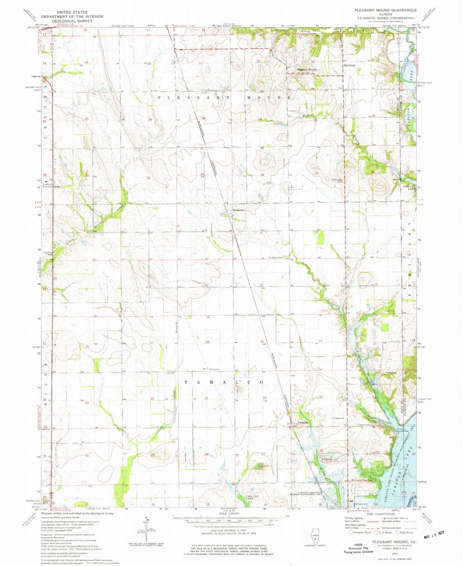 Classic USGS Pleasant Mound Illinois 7.5'x7.5' Topo Map Image