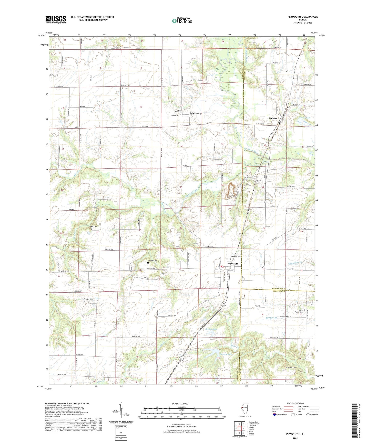 Plymouth Illinois US Topo Map Image