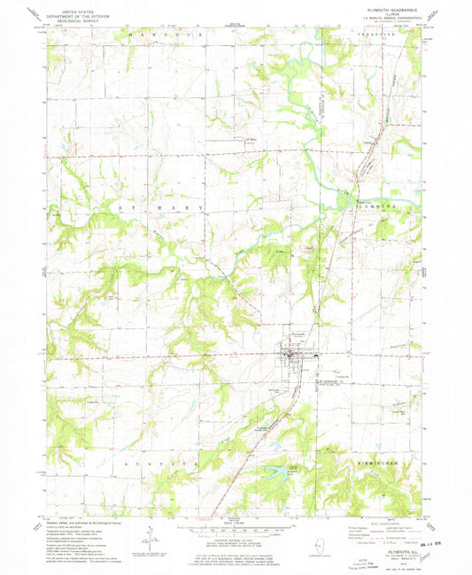 Classic USGS Plymouth Illinois 7.5'x7.5' Topo Map Image