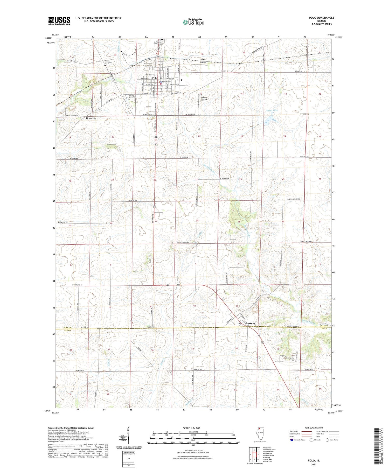 Polo Illinois US Topo Map Image