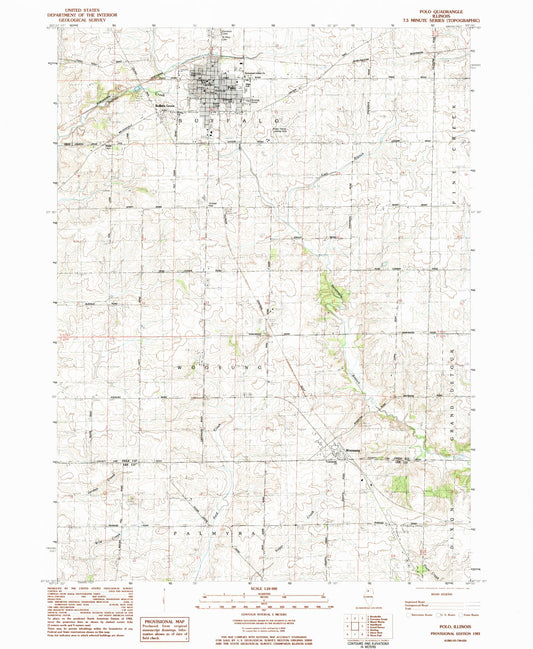 Classic USGS Polo Illinois 7.5'x7.5' Topo Map Image