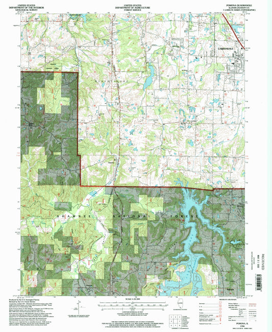 Classic USGS Pomona Illinois 7.5'x7.5' Topo Map Image