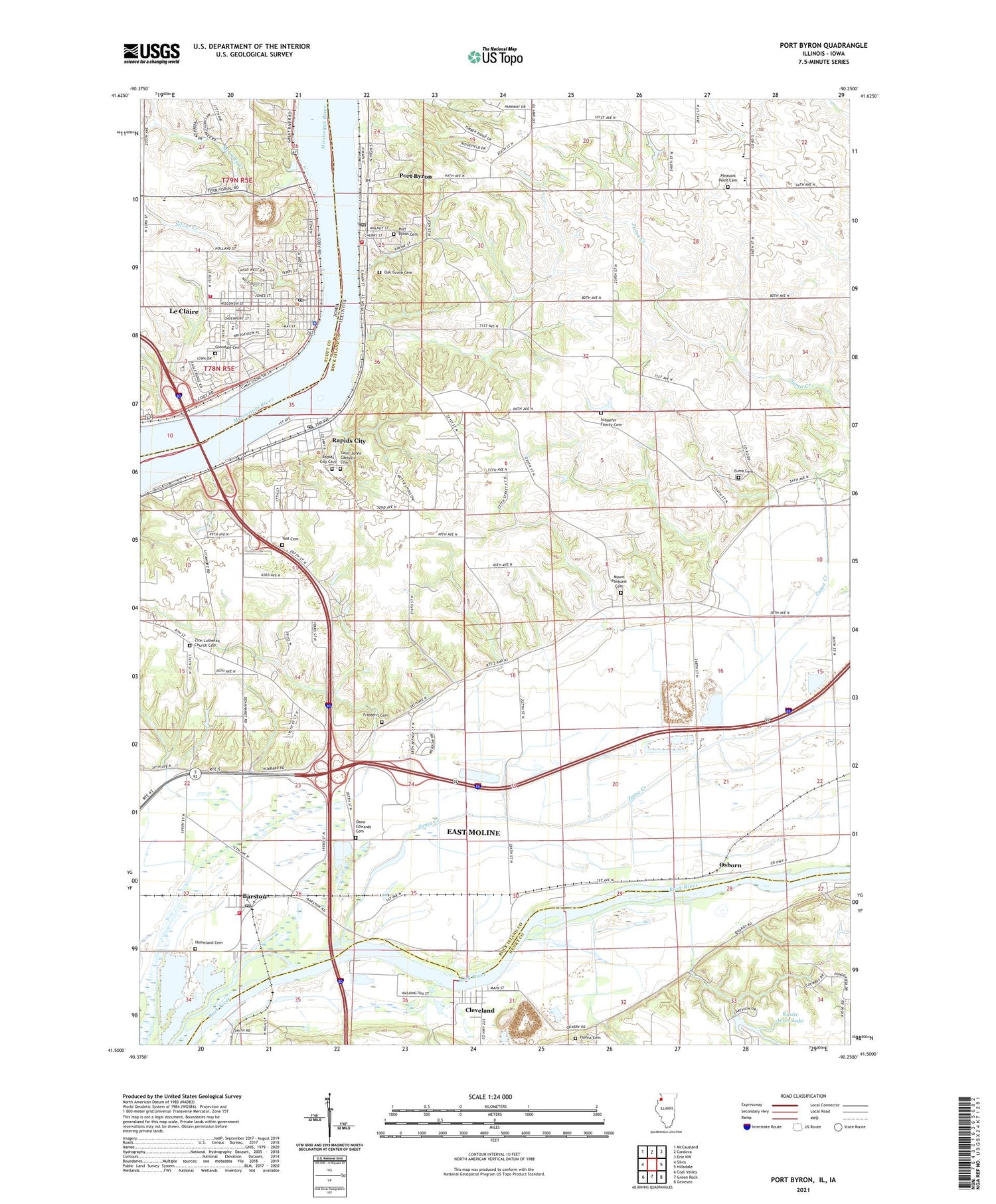 Port Byron Illinois US Topo Map Image