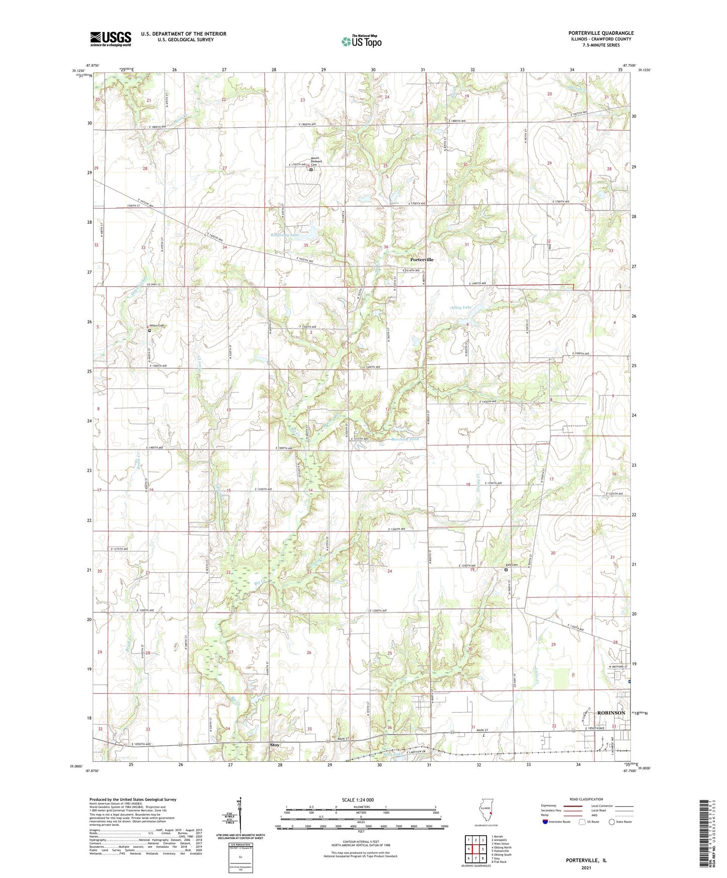 Porterville Illinois US Topo Map Image