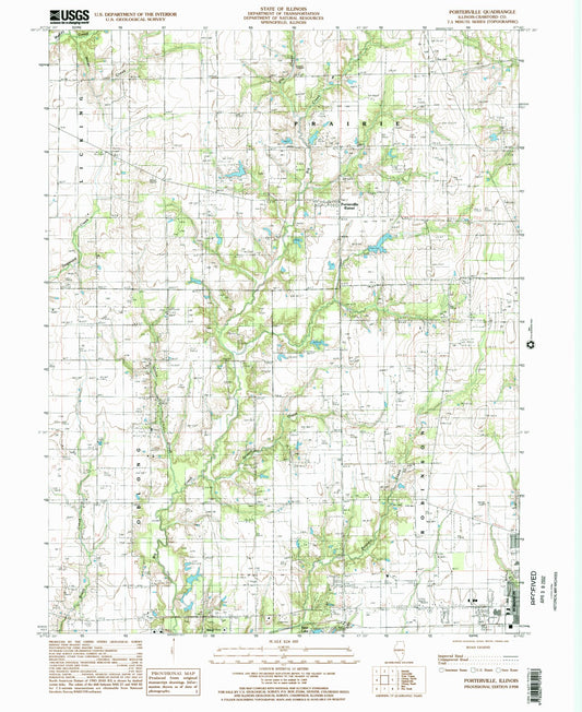 Classic USGS Porterville Illinois 7.5'x7.5' Topo Map Image