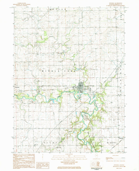 Classic USGS Potomac Illinois 7.5'x7.5' Topo Map Image