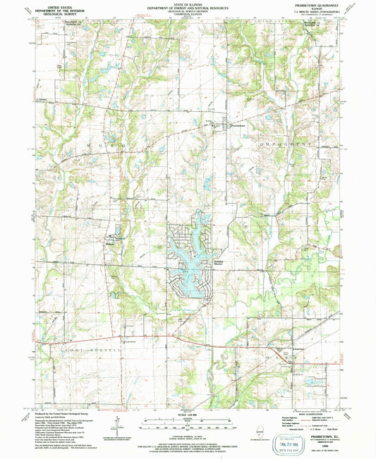 Classic USGS Prairietown Illinois 7.5'x7.5' Topo Map Image