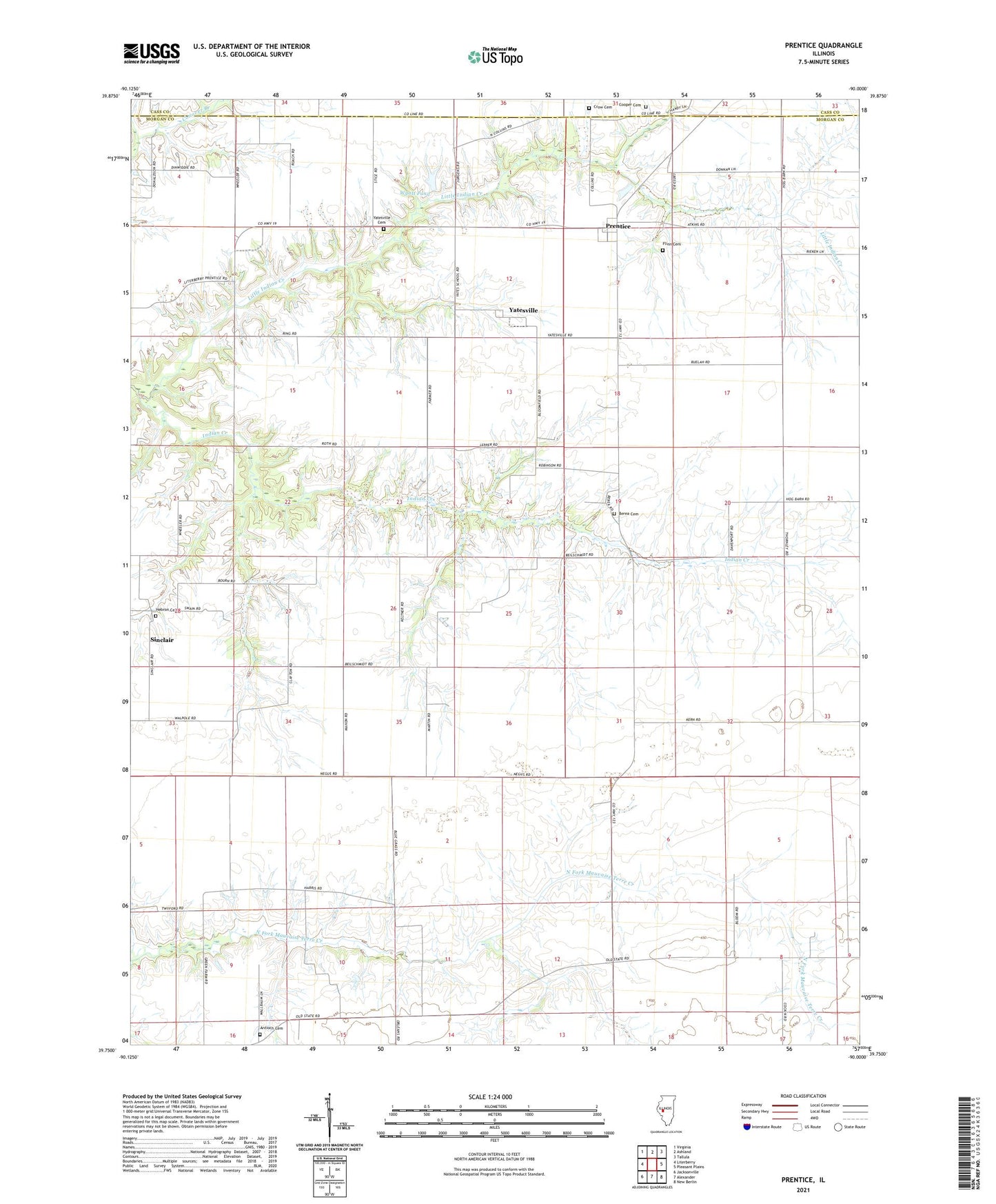 Prentice Illinois US Topo Map Image