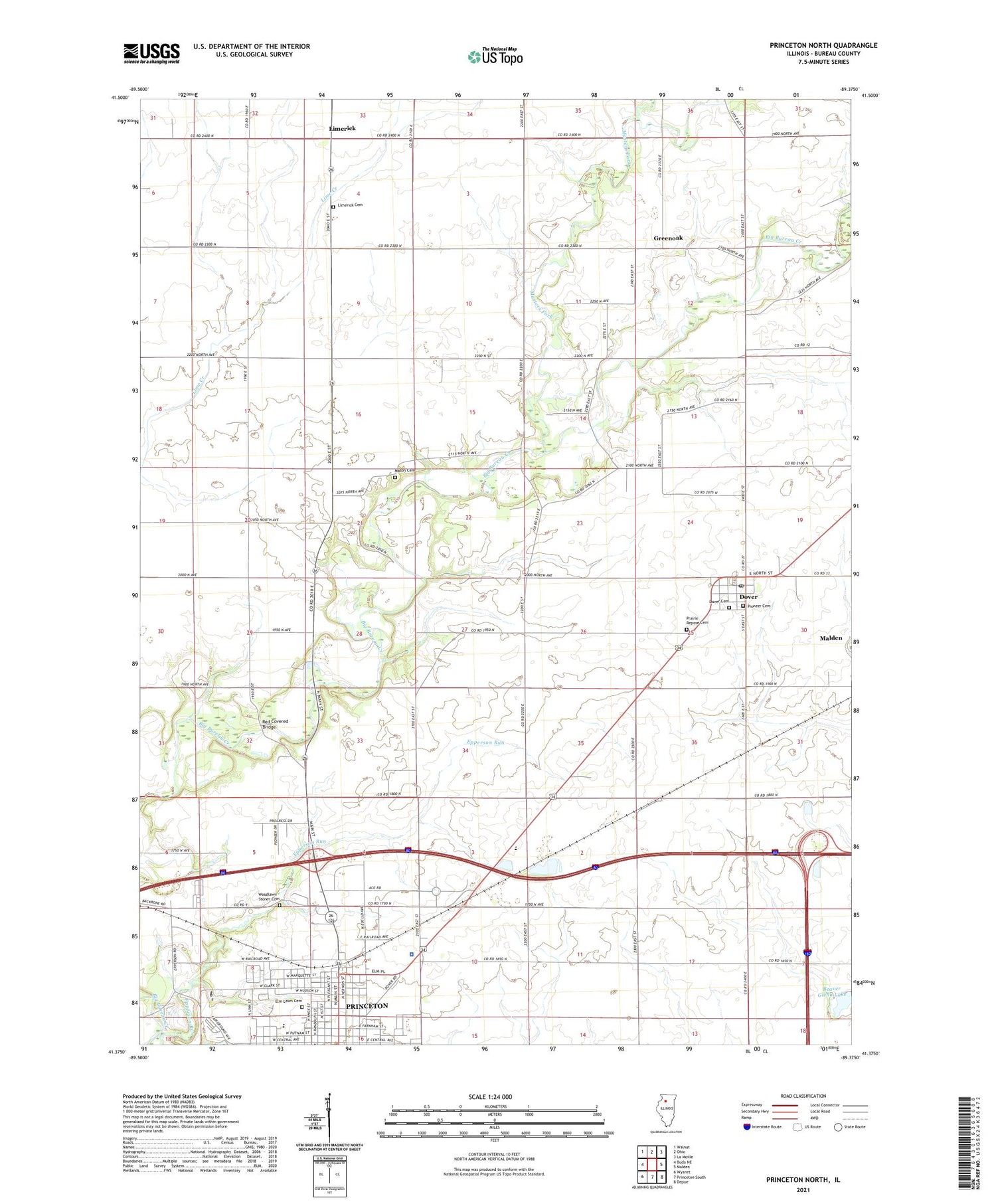 Princeton North Illinois US Topo Map Image