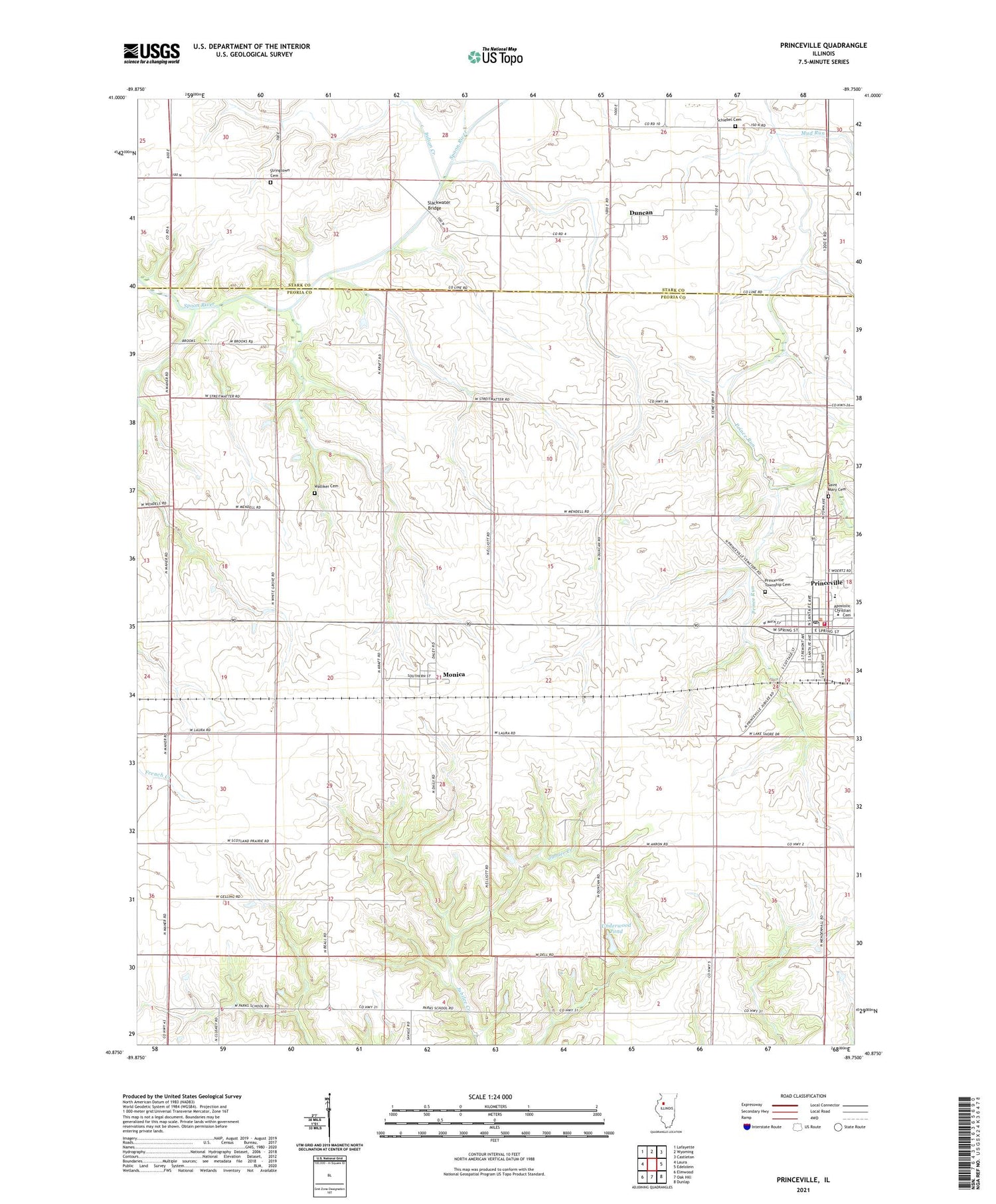 Princeville Illinois US Topo Map Image
