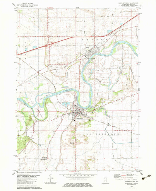 Classic USGS Prophetstown Illinois 7.5'x7.5' Topo Map Image