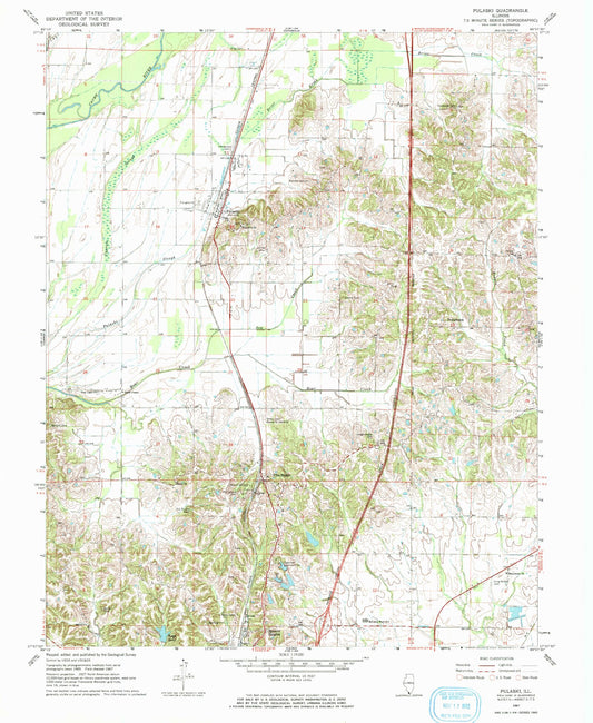 Classic USGS Pulaski Illinois 7.5'x7.5' Topo Map Image